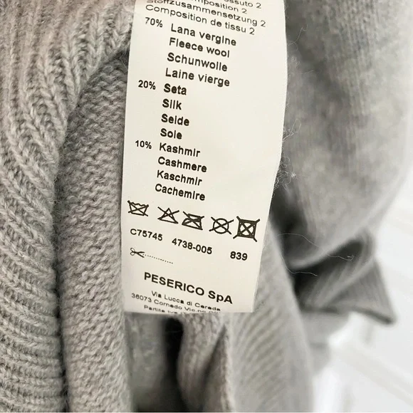 Peserico Gray (Grey) Cashmere Wool Silk Sweater Dress Tie Waist Size 48 IT - Picture 9 of 15